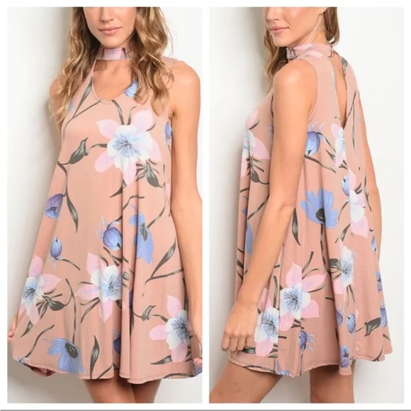 Blush Color Floral Sleeveless Dress - Picture 7 of 7